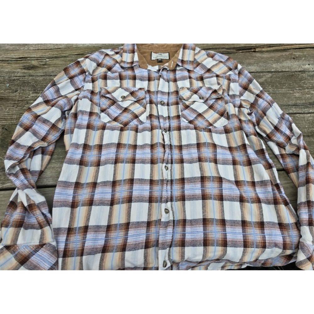 Legendary Whitetails Men's 2XT Plaid Flannel Shirt Corduroy Collar Western Snap